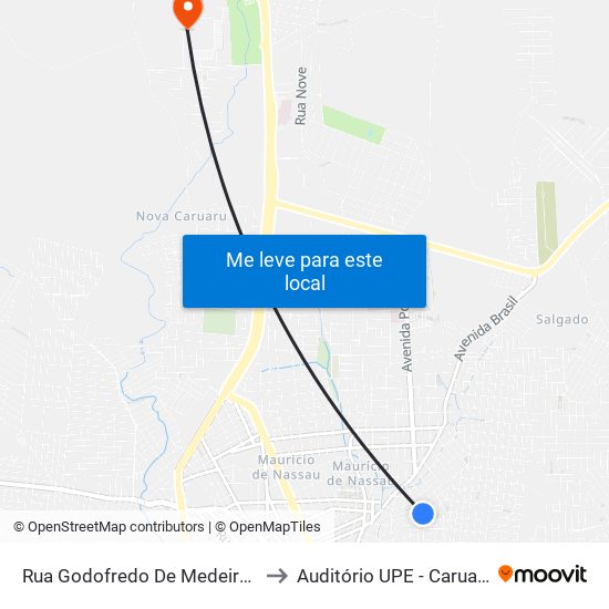 Rua Godofredo De Medeiros, 277 to Auditório UPE - Caruaru, PE map