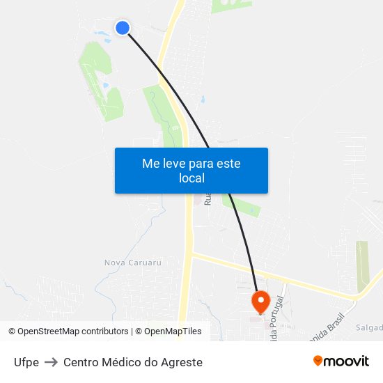Ufpe to Centro Médico do Agreste map