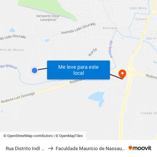 Rua Distrito Indl Caruaru, 11 to Faculdade Maurício de Nassau - Unidade Caruaru map