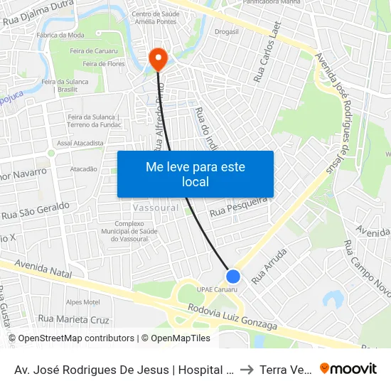 Av. José Rodrigues De Jesus | Hospital Da Mulher Do Agreste to Terra Vermelha map