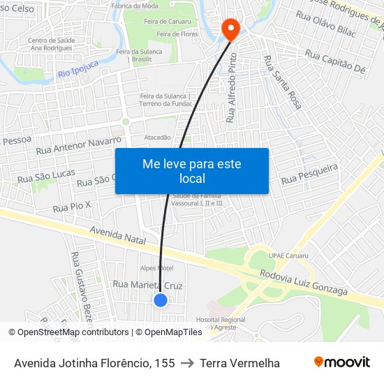 Avenida Jotinha Florêncio, 155 to Terra Vermelha map