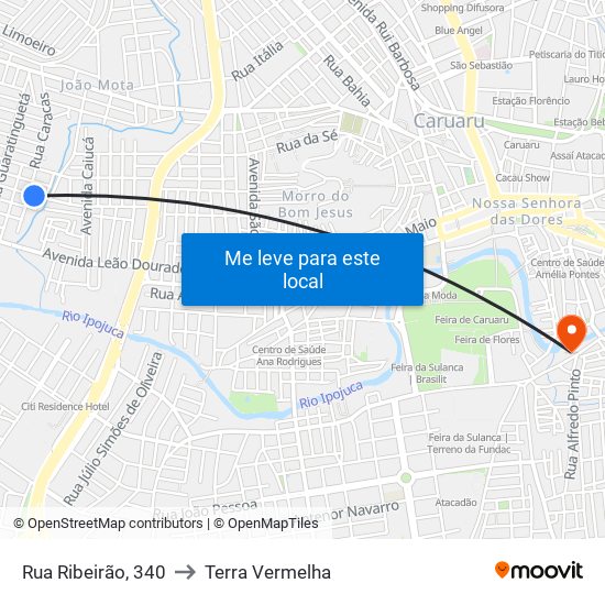 Rua Ribeirão, 340 to Terra Vermelha map