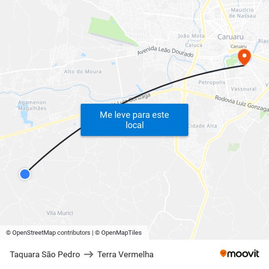 Taquara São Pedro to Terra Vermelha map