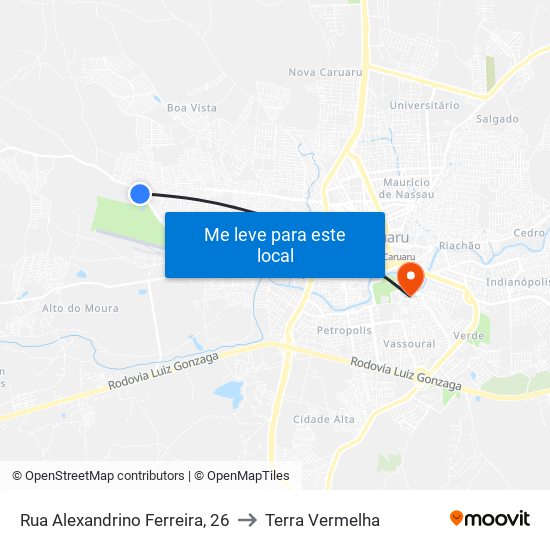 Rua Alexandrino Ferreira, 26 to Terra Vermelha map