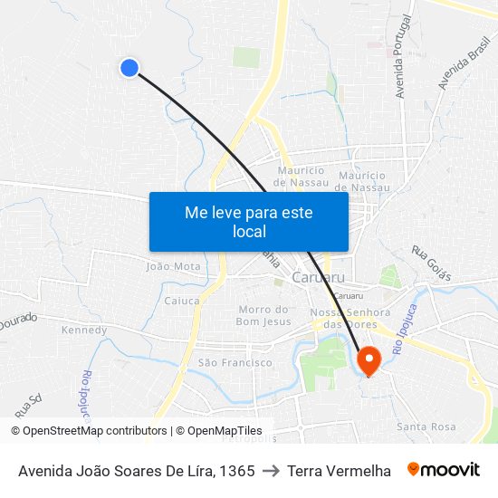 Avenida João Soares De Líra, 1365 to Terra Vermelha map