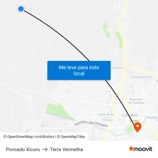Povoado Xicuru to Terra Vermelha map