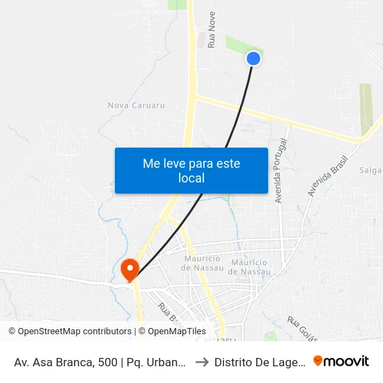 Av. Asa Branca, 500 | Pq. Urbano Das Baraun to Distrito De Lage Grande map