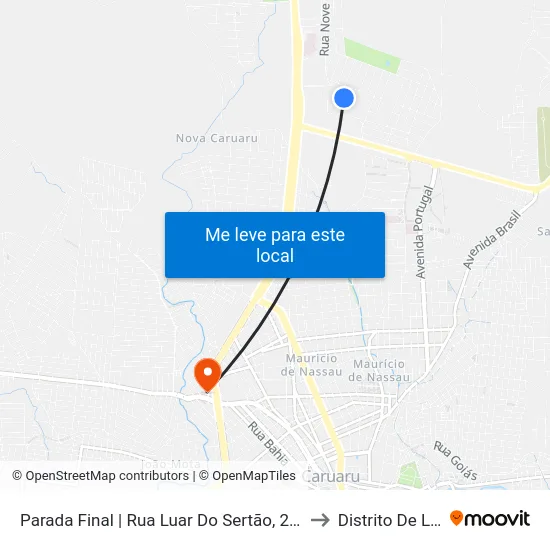 Parada Final | Rua Luar Do Sertão, 287 | Maternidade De Caruaru to Distrito De Lage Grande map