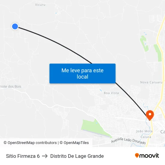 Sítio Firmeza 6 to Distrito De Lage Grande map