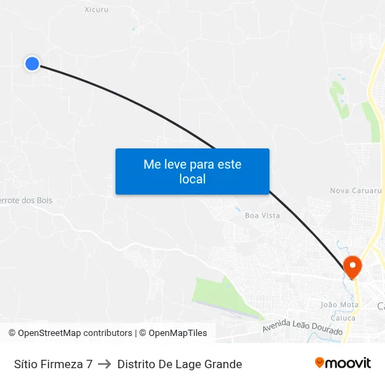 Sítio Firmeza 7 to Distrito De Lage Grande map
