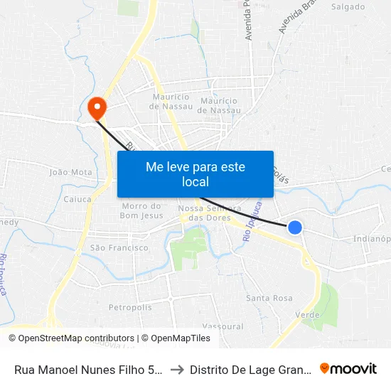 Rua Manoel Nunes Filho 548 to Distrito De Lage Grande map