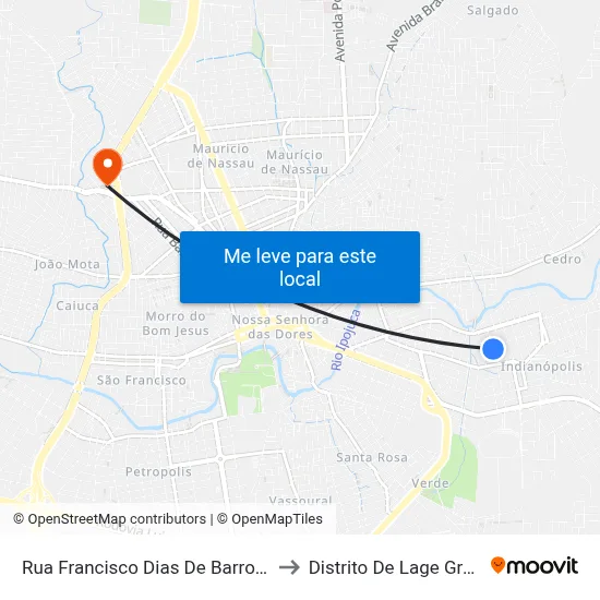 Rua Francisco Dias De Barros 18a to Distrito De Lage Grande map