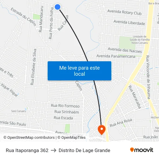 Rua Itaporanga 362 to Distrito De Lage Grande map
