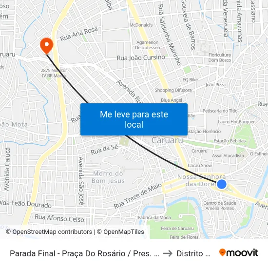 Parada Final - Praça Do Rosário / Pres. Getúlio Vargas, 111 | Rodoviária Coletivo Transporte to Distrito De Lage Grande map