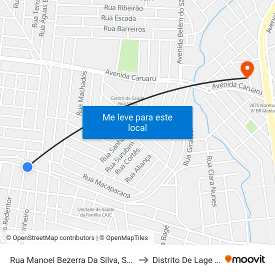 Rua Manoel Bezerra Da Silva, S/N - Caruaru to Distrito De Lage Grande map