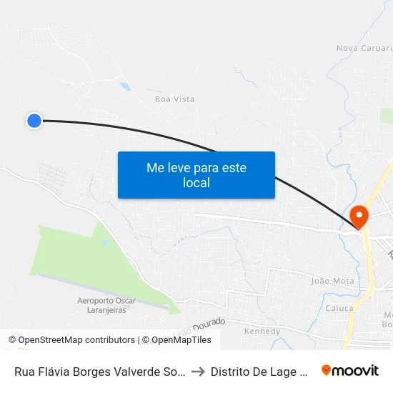 Rua Flávia Borges Valverde Sotero 258 to Distrito De Lage Grande map
