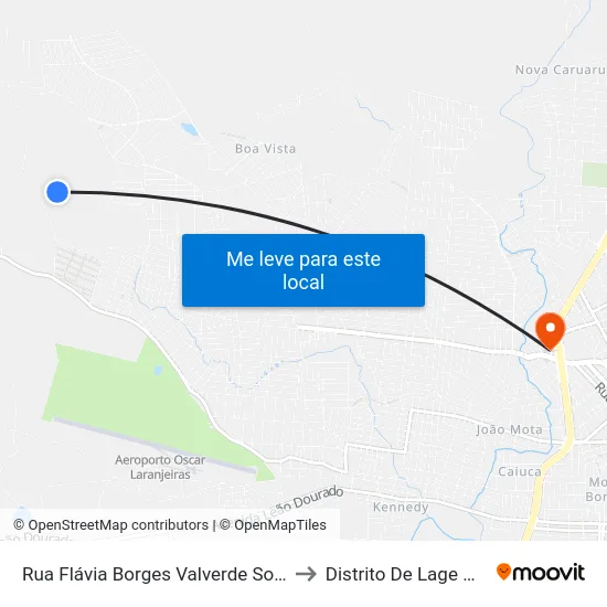 Rua Flávia Borges Valverde Sotero 258 to Distrito De Lage Grande map