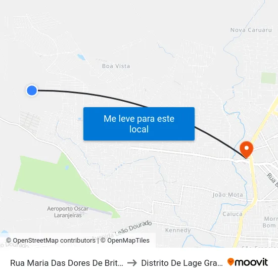 Rua Maria Das Dores De Brito 65 to Distrito De Lage Grande map