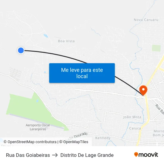 Rua Das Goiabeiras to Distrito De Lage Grande map