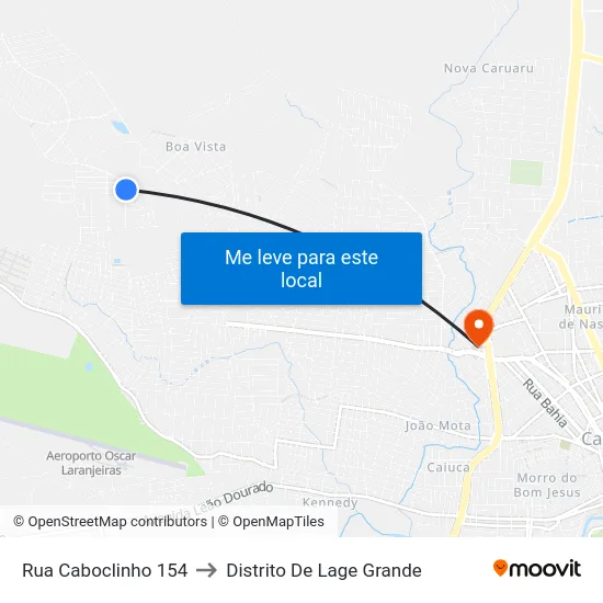 Rua Caboclinho 154 to Distrito De Lage Grande map