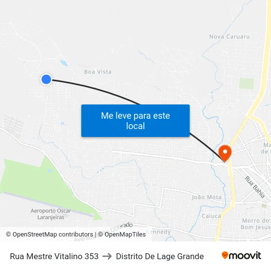 Rua Mestre Vitalino 353 to Distrito De Lage Grande map