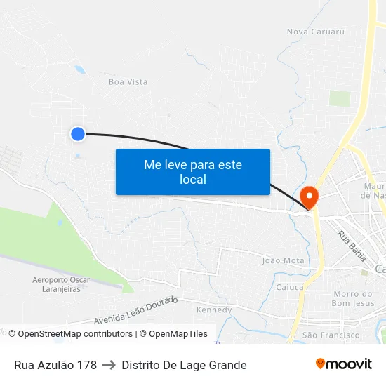 Rua Azulão 178 to Distrito De Lage Grande map