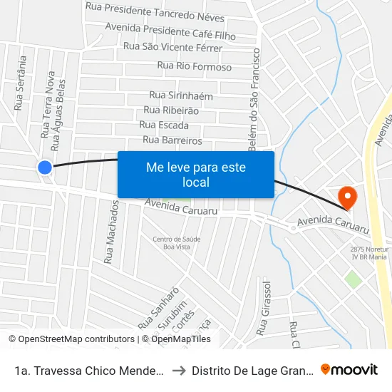 1a. Travessa Chico Mendes 1 to Distrito De Lage Grande map