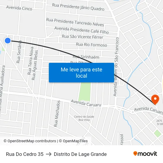 Rua Do Cedro 35 to Distrito De Lage Grande map