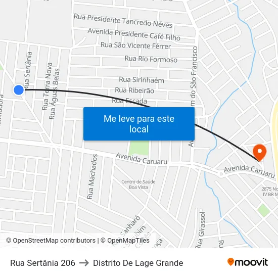 Rua Sertânia 206 to Distrito De Lage Grande map