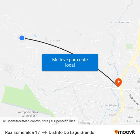 Rua Esmeralda 17 to Distrito De Lage Grande map