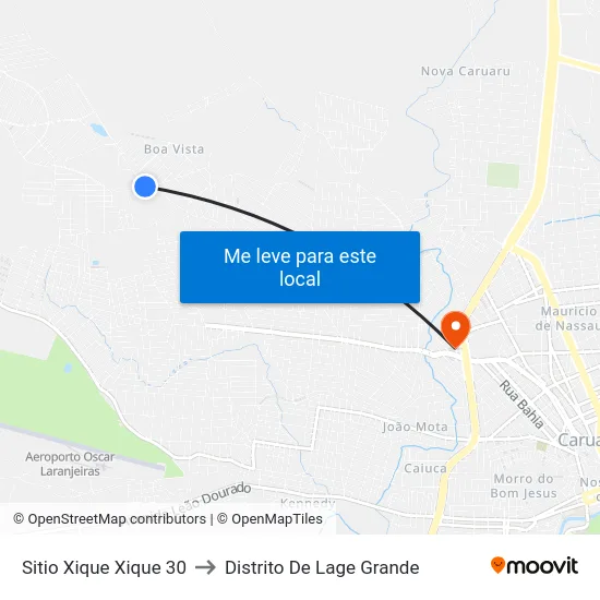 Sitio Xique Xique 30 to Distrito De Lage Grande map
