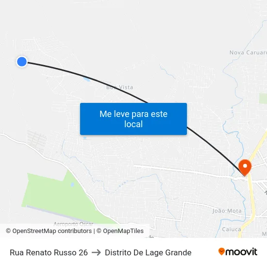 Rua Renato Russo 26 to Distrito De Lage Grande map