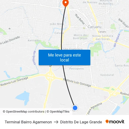 Terminal Bairro Agamenon to Distrito De Lage Grande map