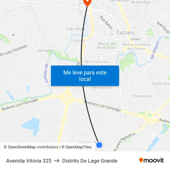 Avenida Vitória 325 to Distrito De Lage Grande map