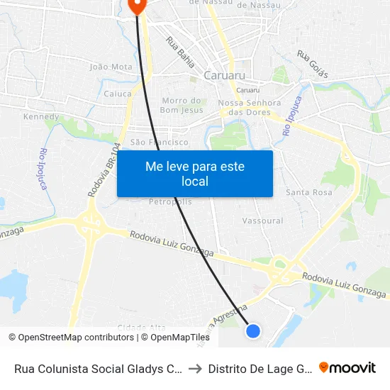 Rua Colunista Social Gladys Cardins 4 to Distrito De Lage Grande map