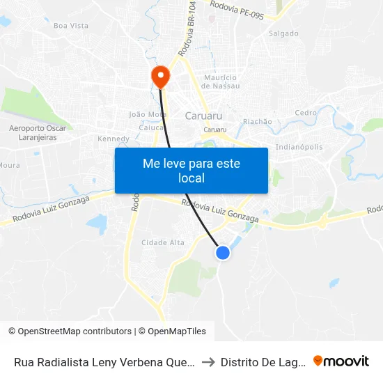 Rua Radialista Leny Verbena Queiroga Barros 201 to Distrito De Lage Grande map