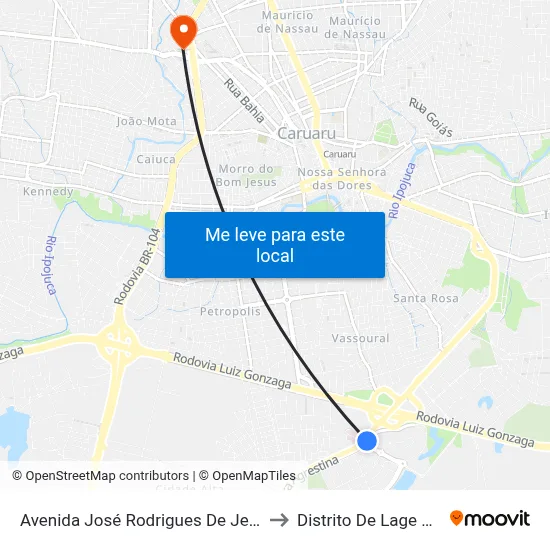 Avenida José Rodrigues De Jesus 1658 to Distrito De Lage Grande map