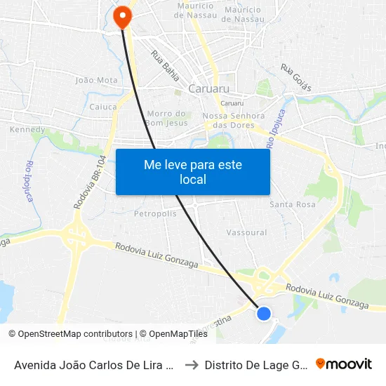 Avenida João Carlos De Lira Lins 410 to Distrito De Lage Grande map