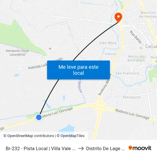 Br-232 - Pista Local | Villa Vale Do Ipojuca to Distrito De Lage Grande map