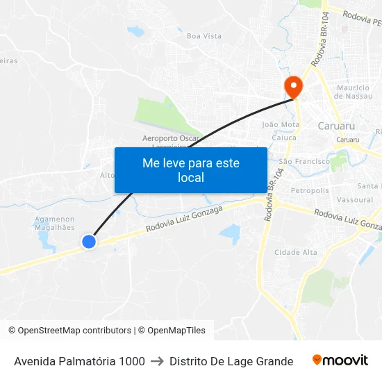 Avenida Palmatória 1000 to Distrito De Lage Grande map