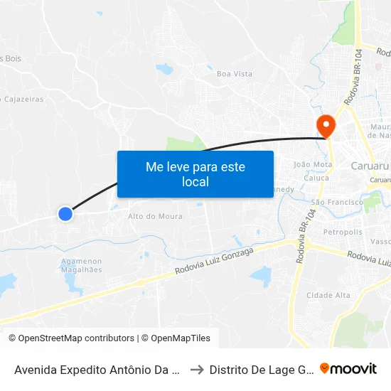 Avenida Expedito Antônio Da Silva 136 to Distrito De Lage Grande map