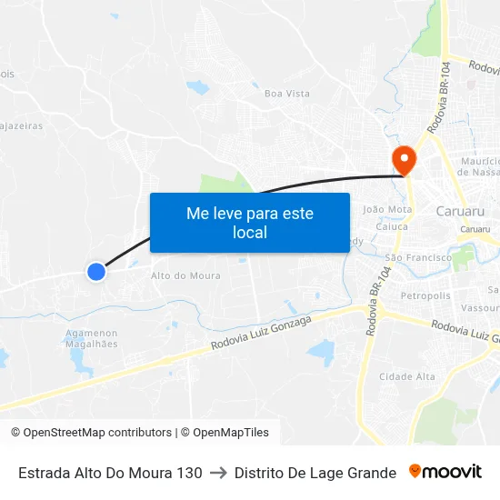 Estrada Alto Do Moura 130 to Distrito De Lage Grande map