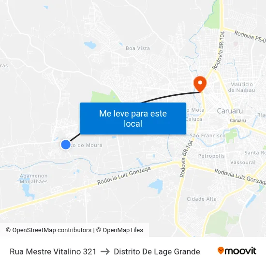 Rua Mestre Vitalino 321 to Distrito De Lage Grande map