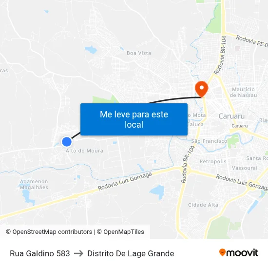Rua Galdino 583 to Distrito De Lage Grande map