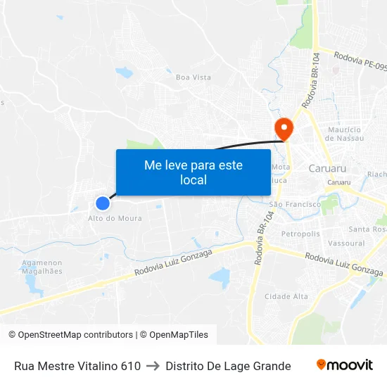 Rua Mestre Vitalino 610 to Distrito De Lage Grande map