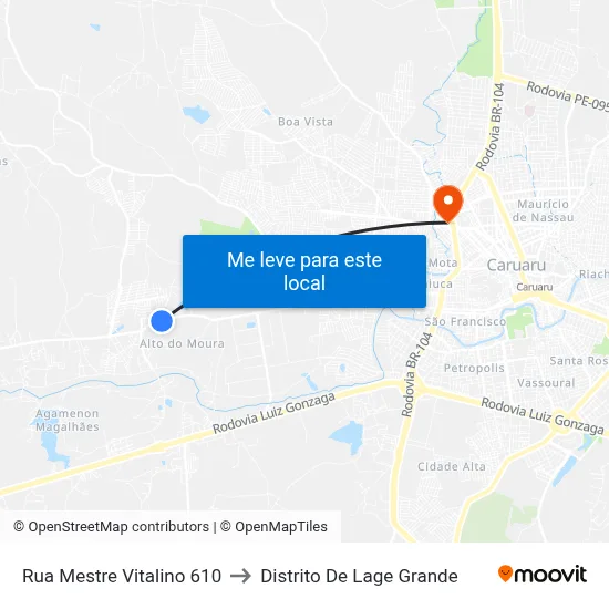 Rua Mestre Vitalino 610 to Distrito De Lage Grande map
