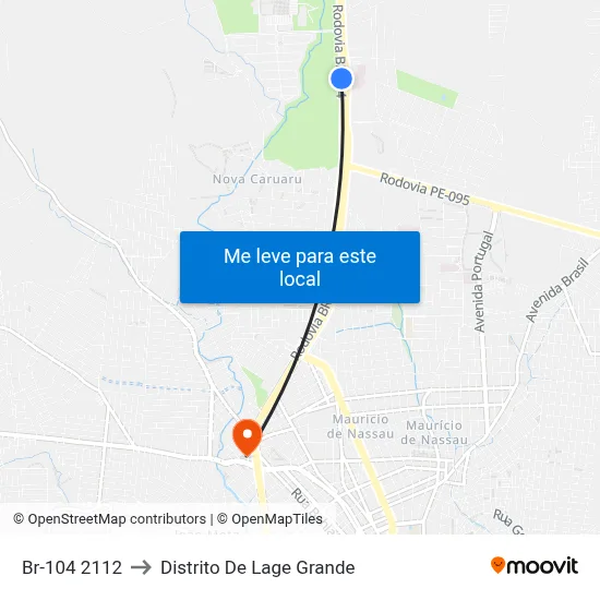 Br-104 2112 to Distrito De Lage Grande map