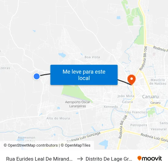 Rua Eurides Leal De Miranda 373 to Distrito De Lage Grande map