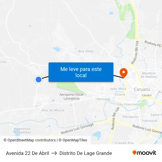 Avenida 22 De Abril to Distrito De Lage Grande map