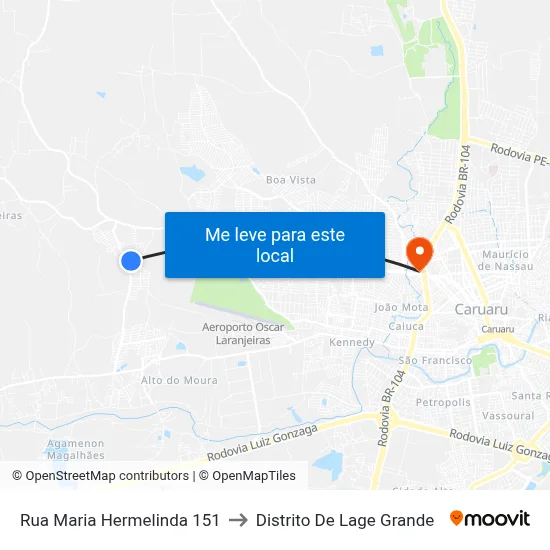 Rua Maria Hermelinda 151 to Distrito De Lage Grande map